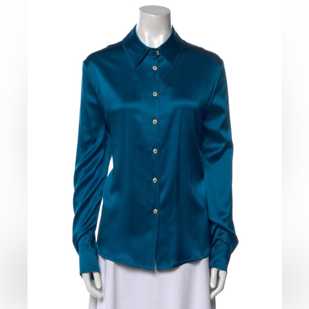 St. John Teal Button Down Shirt